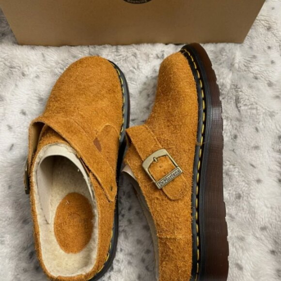 DR. MARTENS ISHAM Faux Shearling Lined Suede Slingback Mules MSRP$210 COMFYWARM main image 4